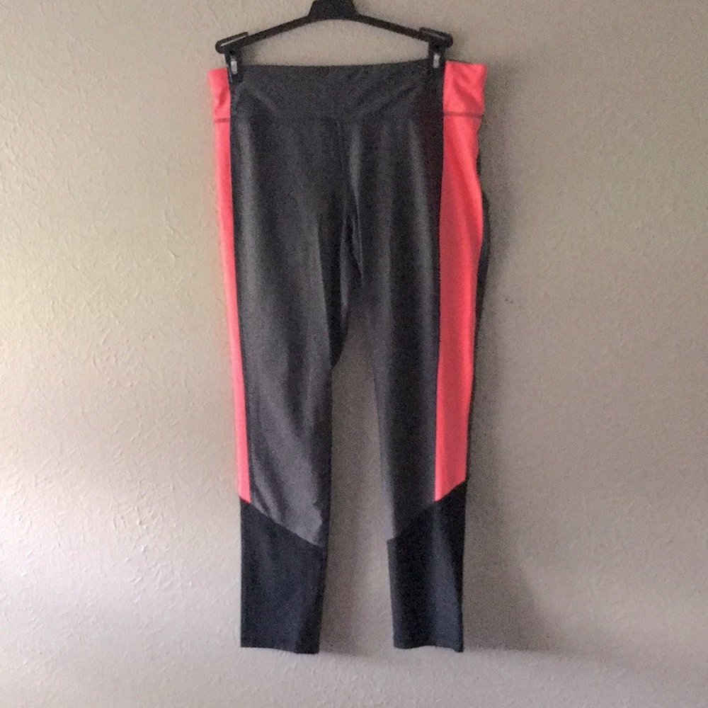 Black grey and neon pink leggings
